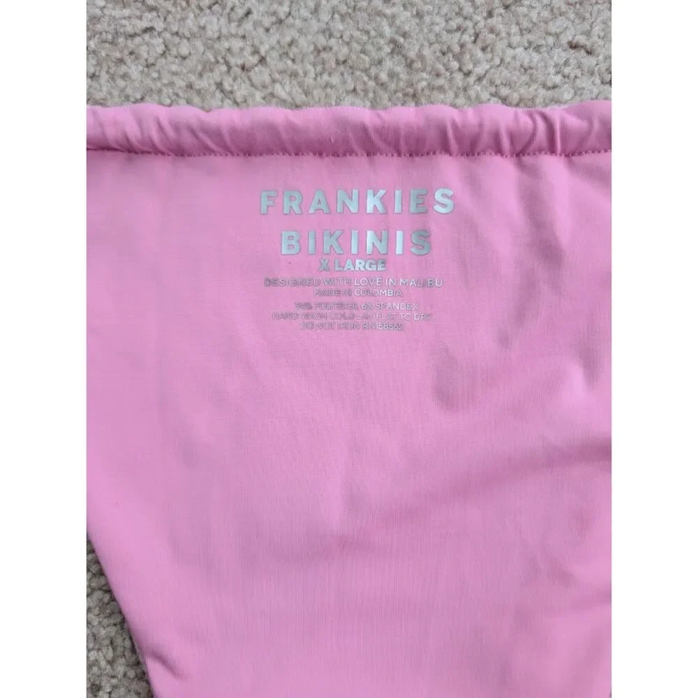 Frankies Bikinis Pink Crystal Tia Terry Bikini Bottom Size XL